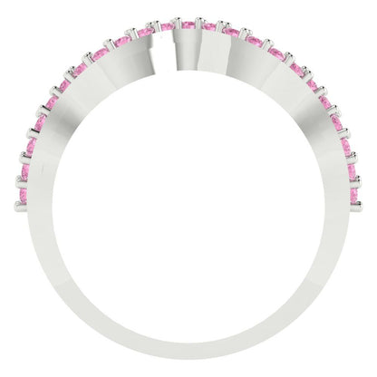 0.23 cttw Simulated Pink Diamond Round Cut White Gold Eternity Wedding Band