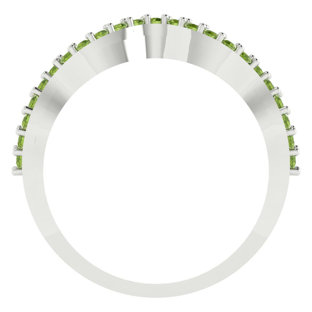 0.23 cttw Natural Peridot Round Cut White Gold Eternity Wedding Band