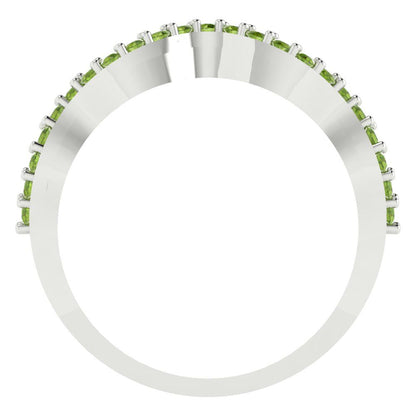 0.23 cttw Natural Peridot Round Cut White Gold Eternity Wedding Band