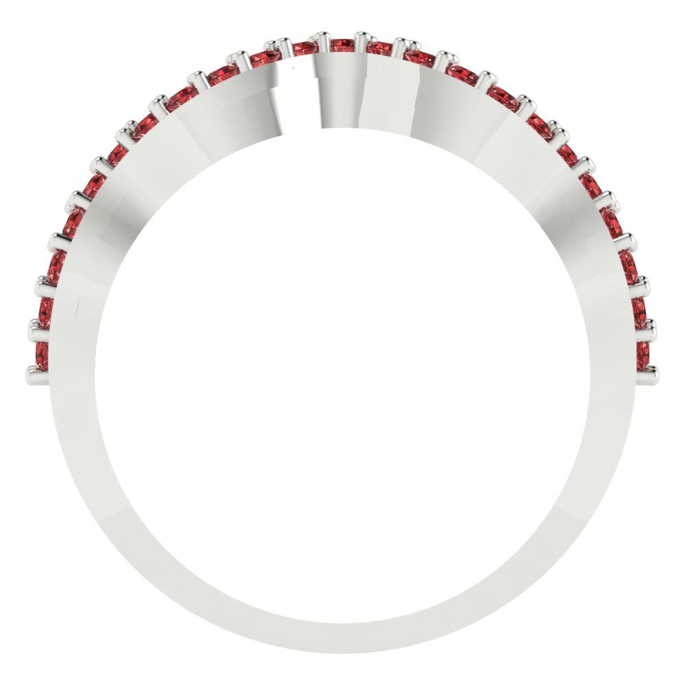 0.23 cttw Natural Garnet Round Cut White Gold Eternity Wedding Band