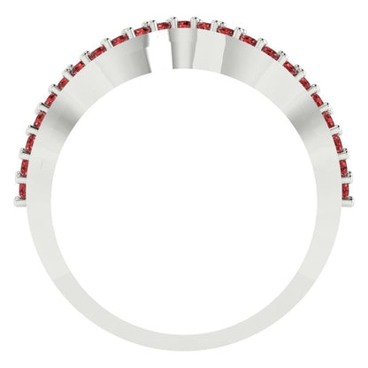 0.23 cttw Natural Garnet Round Cut White Gold Eternity Wedding Band