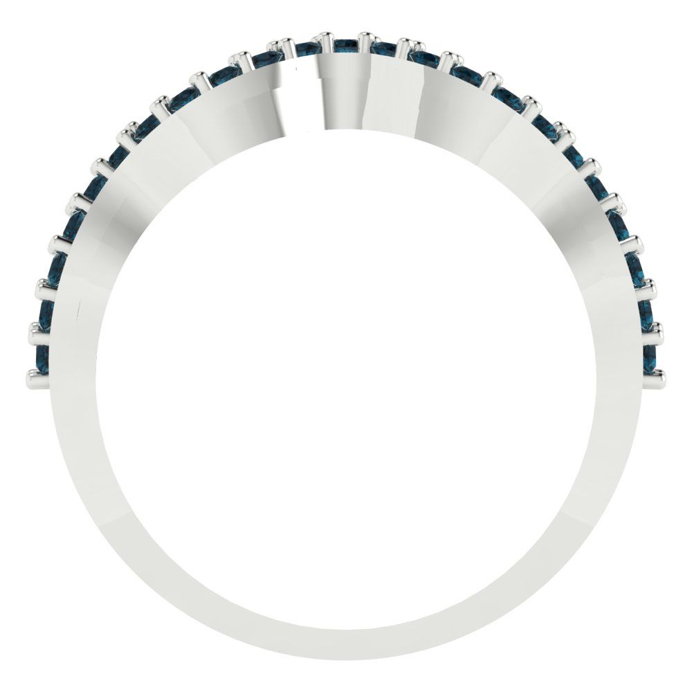 0.23 cttw Natural London Blue Topaz Round Cut White Gold Eternity Wedding Band