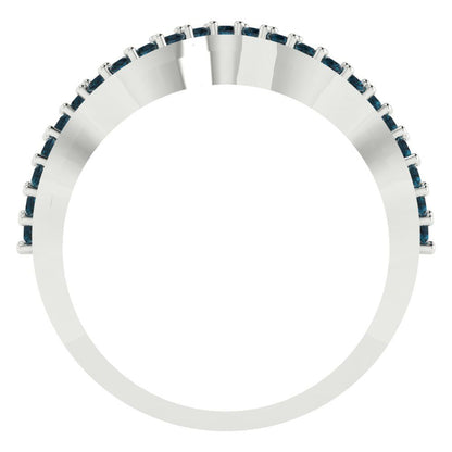 0.23 cttw Natural London Blue Topaz Round Cut White Gold Eternity Wedding Band