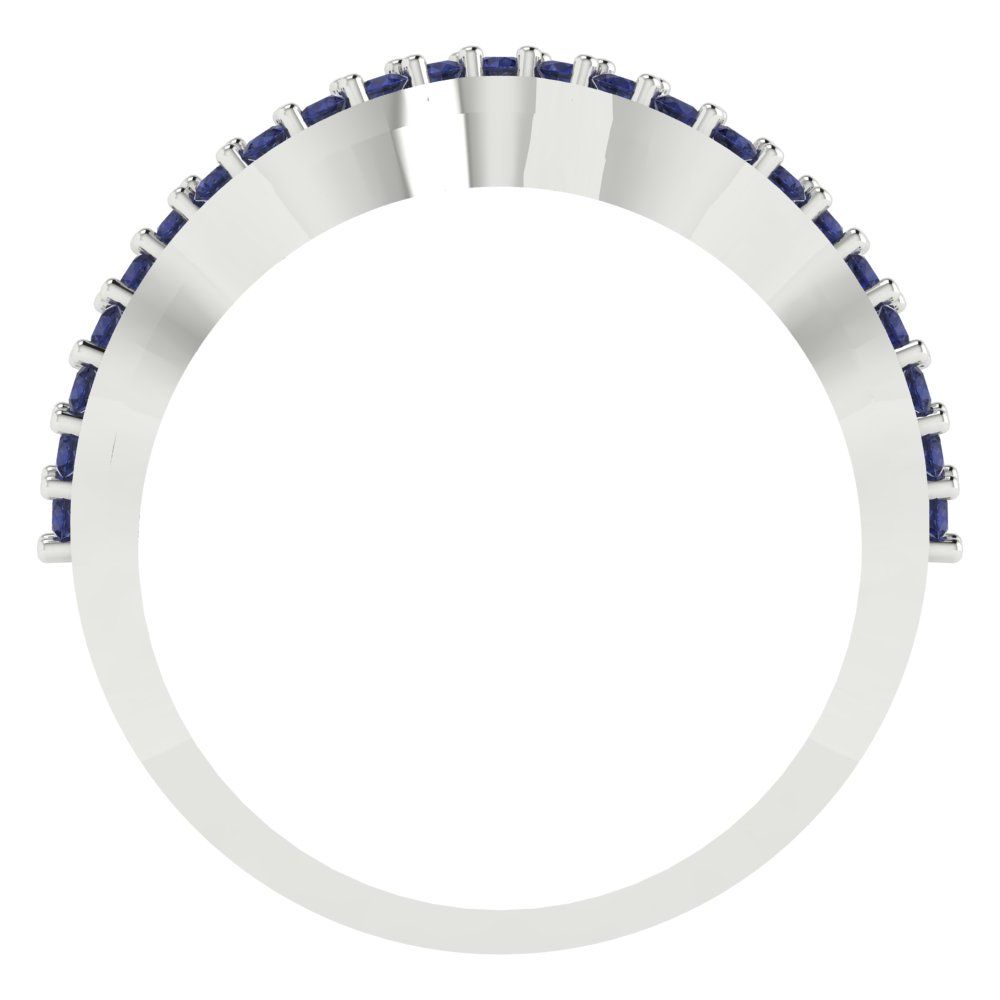 0.23 cttw Simulated Blue Sapphire Round Cut White Gold Eternity Wedding Band