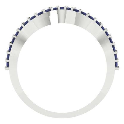 0.23 cttw Simulated Blue Sapphire Round Cut White Gold Eternity Wedding Band