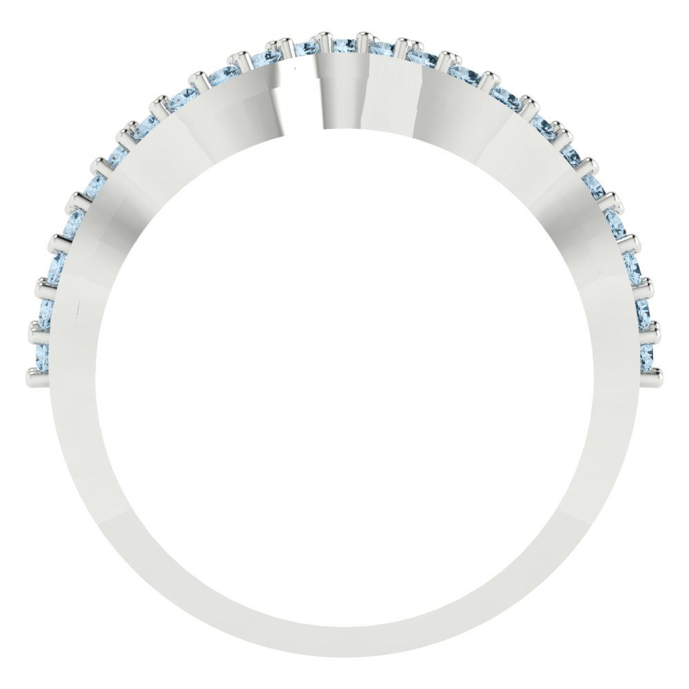 0.23 cttw Natural Swiss Blue Topaz Round Cut White Gold Eternity Wedding Band