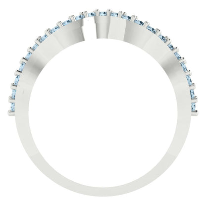 0.23 cttw Natural Swiss Blue Topaz Round Cut White Gold Eternity Wedding Band