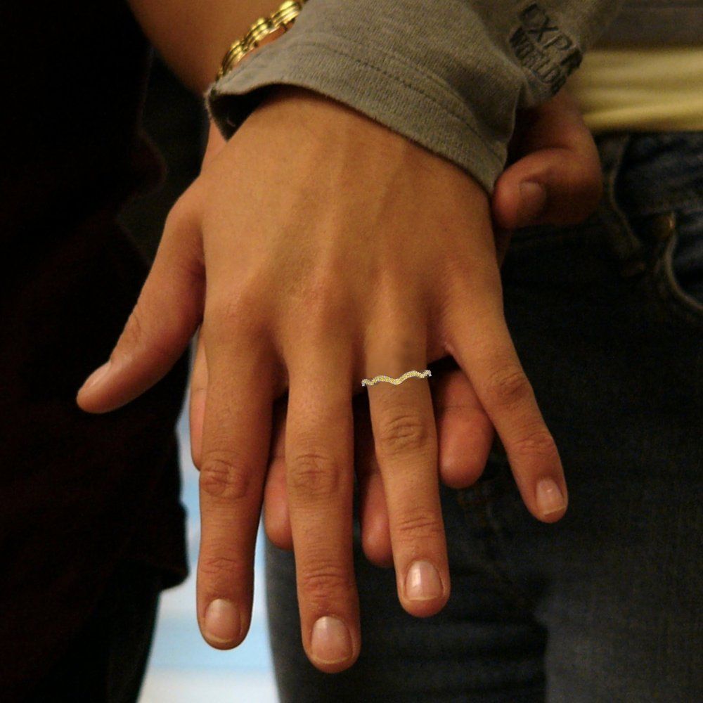 0.23 cttw Simulated Yellow Diamond Round Cut White Gold Eternity Wedding Band