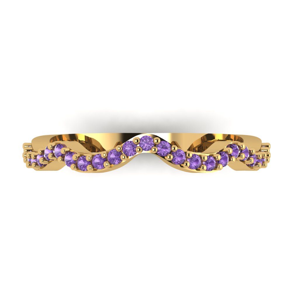 0.23 cttw Simulated Alexandrite Round Cut Yellow Gold Eternity Wedding Band