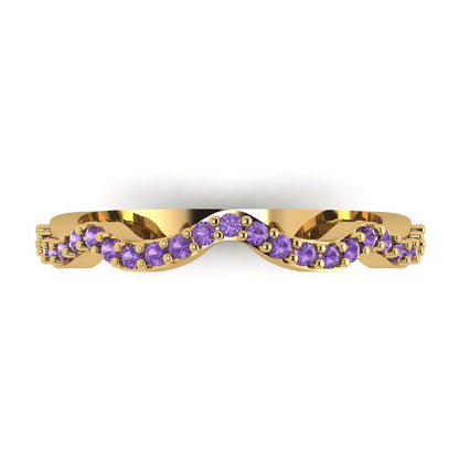 0.23 cttw Simulated Alexandrite Round Cut Yellow Gold Eternity Wedding Band