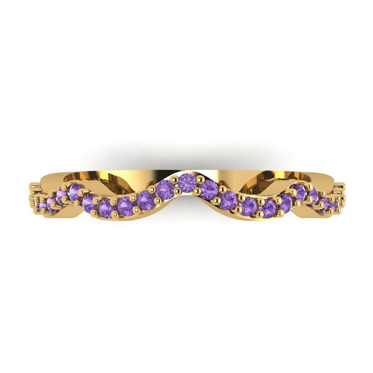 0.23 cttw Simulated Alexandrite Round Cut Yellow Gold Eternity Wedding Band