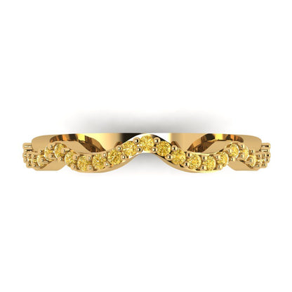 0.23 cttw Simulated Yellow Diamond Round Cut Yellow Gold Eternity Wedding Band
