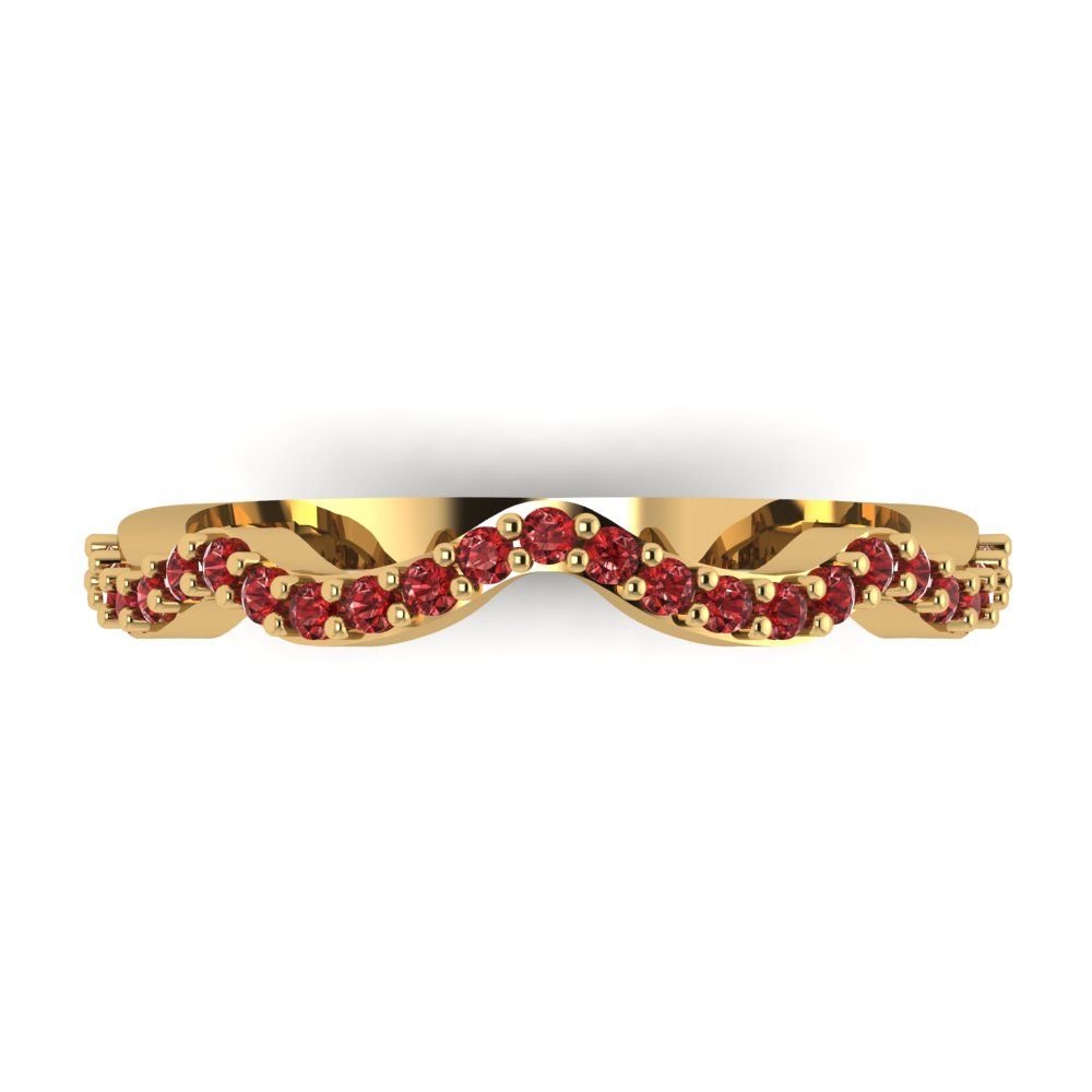 0.23 cttw Natural Garnet Round Cut Yellow Gold Eternity Wedding Band