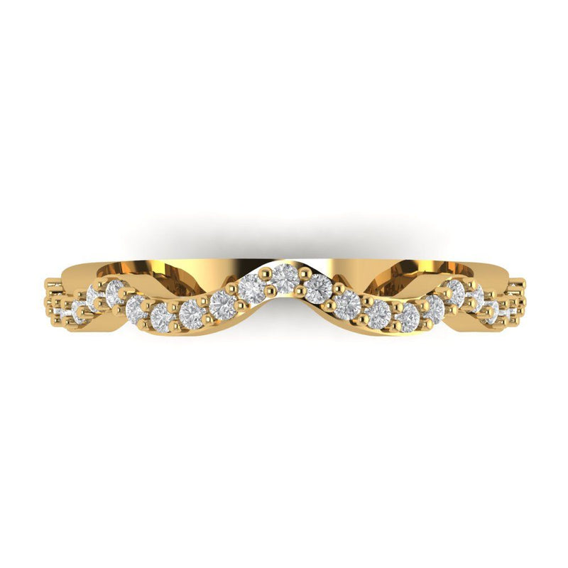 0.2 ct Brilliant Round Cut Natural Diamond Stone Clarity SI1-2 Color I-J Yellow Gold Stackable Band