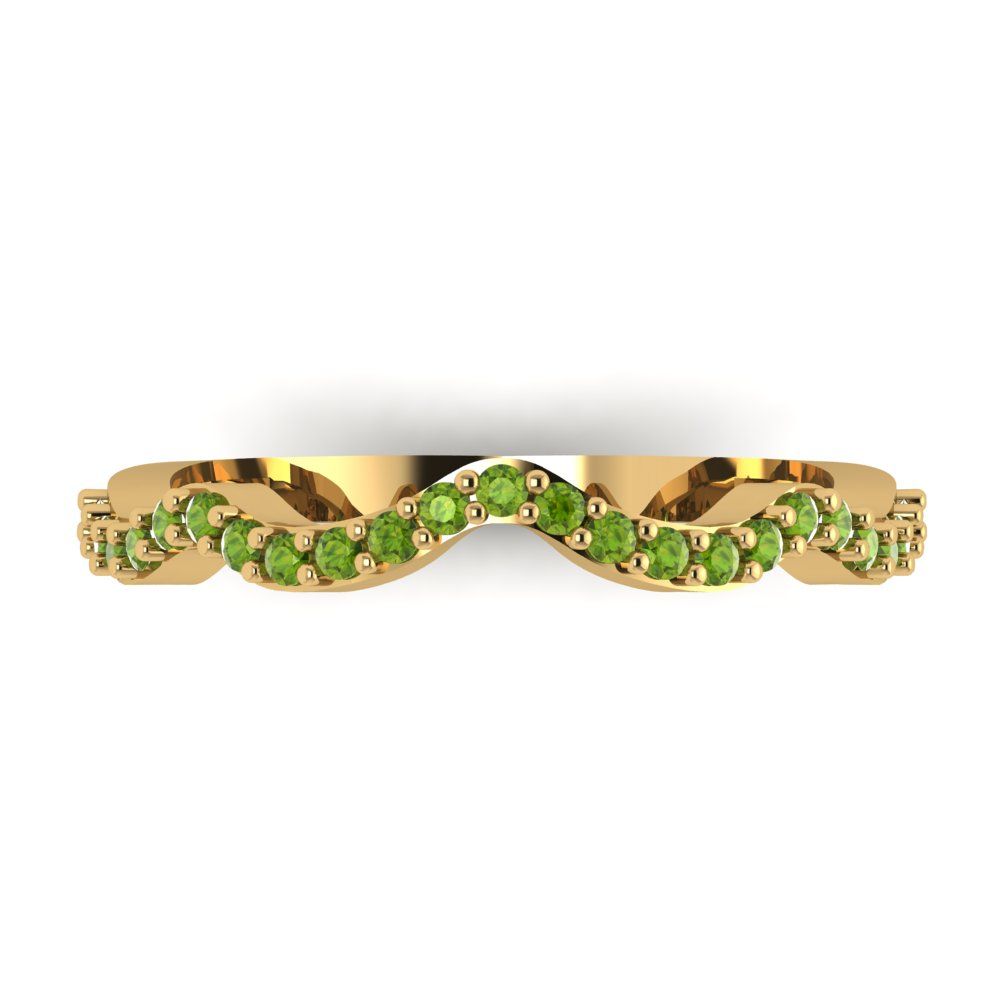 0.23 cttw Natural Peridot Round Cut Yellow Gold Eternity Wedding Band