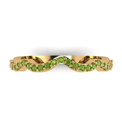 0.23 cttw Natural Peridot Round Cut Yellow Gold Eternity Wedding Band