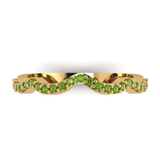 0.23 cttw Natural Peridot Round Cut Yellow Gold Eternity Wedding Band