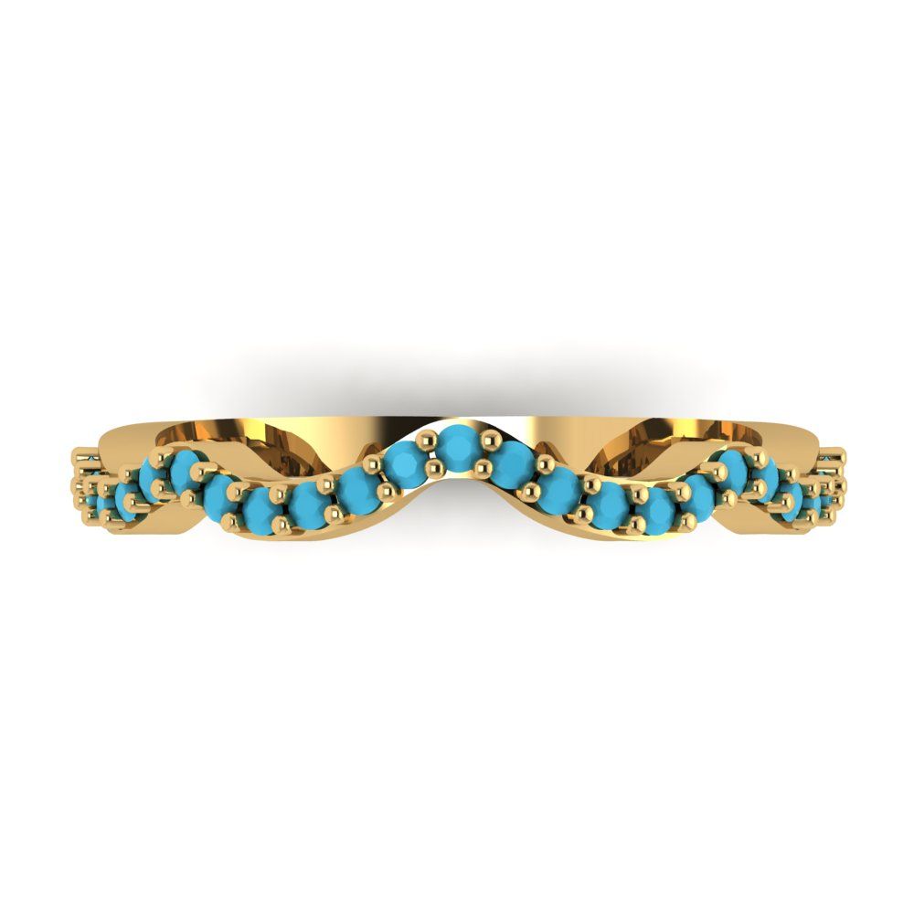0.23 cttw Simulated Turquoise Round Cut Yellow Gold Eternity Wedding Band