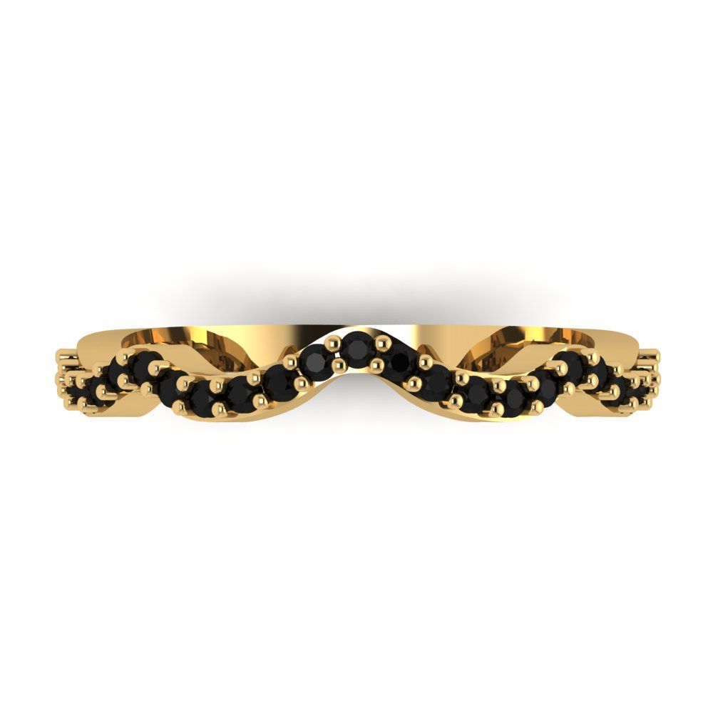 0.23 cttw Natural Onyx Round Cut Yellow Gold Eternity Wedding Band