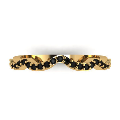0.23 cttw Natural Onyx Round Cut Yellow Gold Eternity Wedding Band