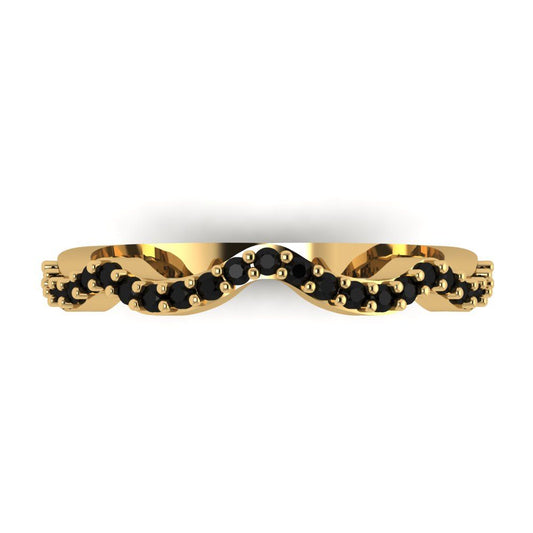 0.23 cttw Natural Onyx Round Cut Yellow Gold Eternity Wedding Band