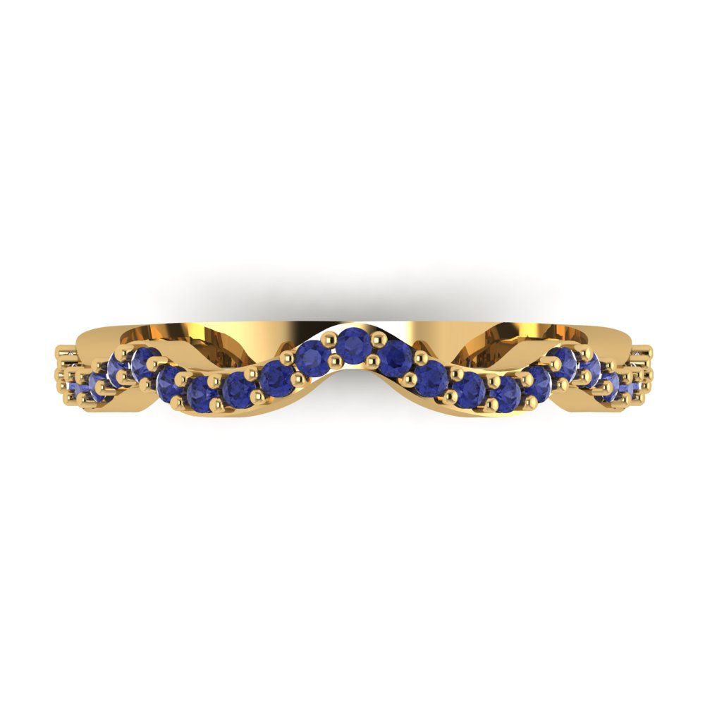 0.23 cttw Simulated Tanzanite Round Cut Yellow Gold Eternity Wedding Band