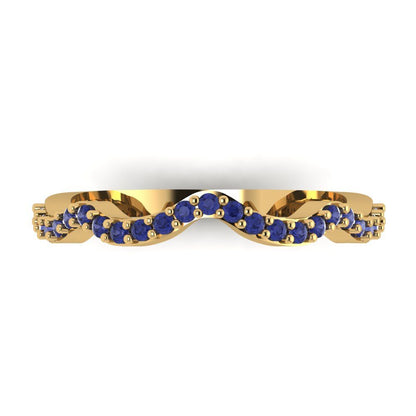 0.23 cttw Simulated Tanzanite Round Cut Yellow Gold Eternity Wedding Band