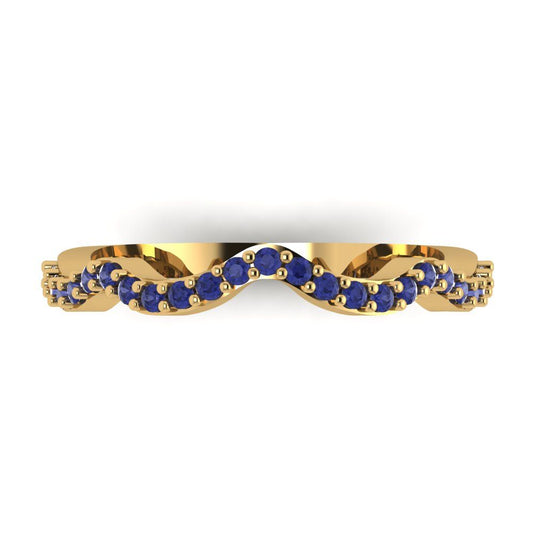 0.23 cttw Simulated Tanzanite Round Cut Yellow Gold Eternity Wedding Band