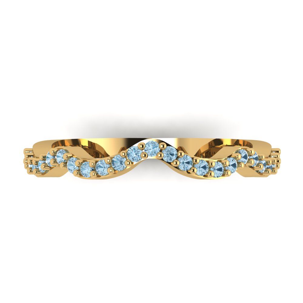 0.23 cttw Natural Aquamarine Round Cut Yellow Gold Eternity Wedding Band