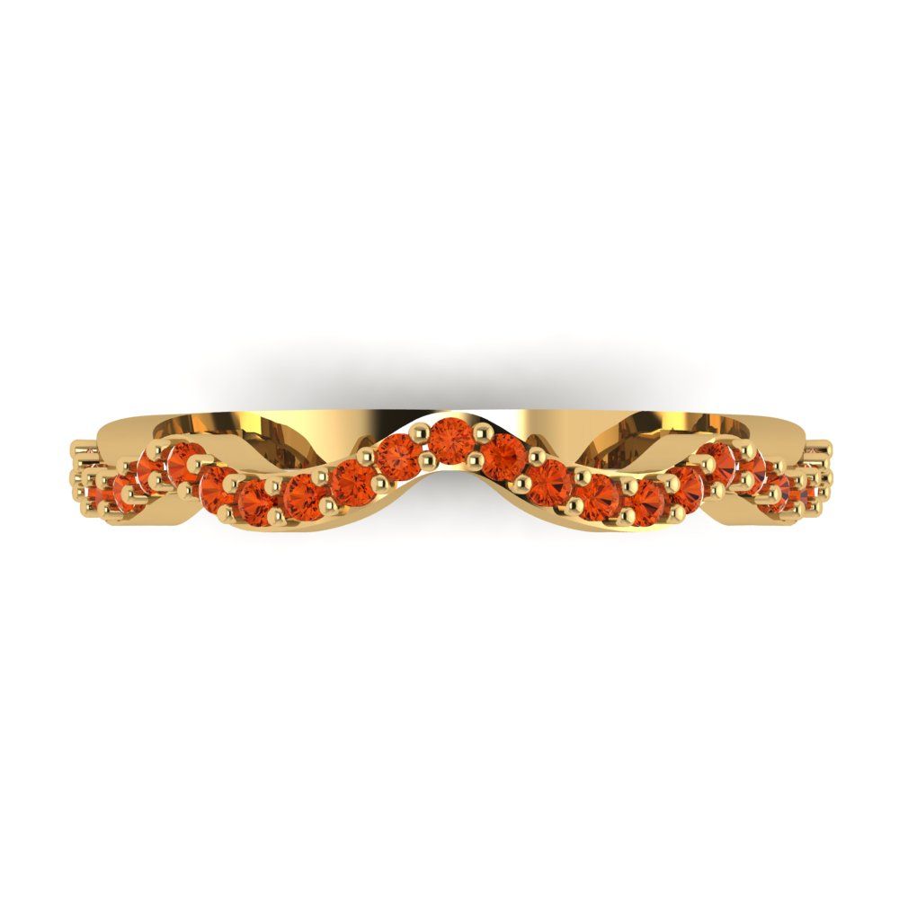 0.23 cttw Simulated Red Diamond Round Cut Yellow Gold Eternity Wedding Band