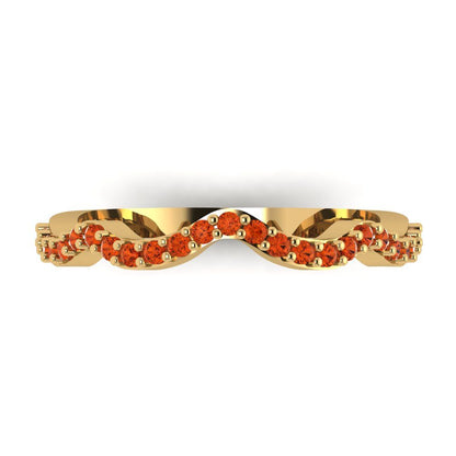 0.23 cttw Simulated Red Diamond Round Cut Yellow Gold Eternity Wedding Band