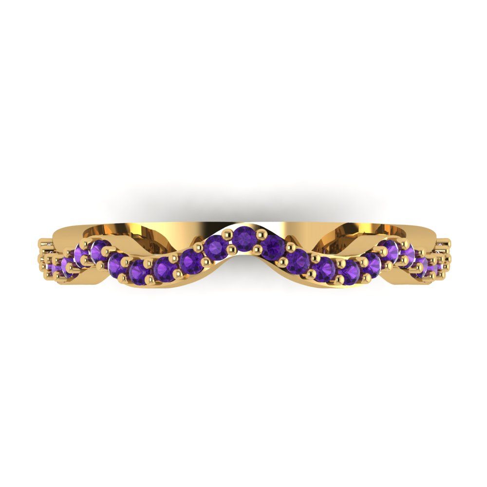 0.23 cttw Natural Amethyst Round Cut Yellow Gold Eternity Wedding Band