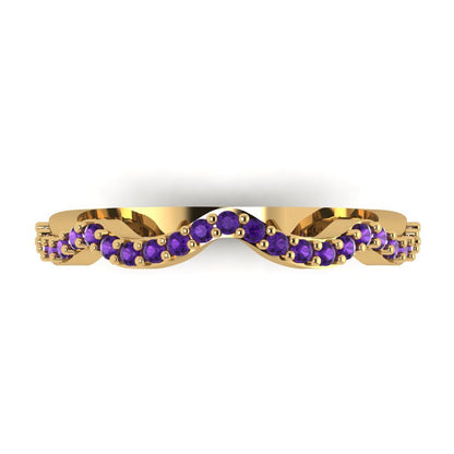 0.23 cttw Natural Amethyst Round Cut Yellow Gold Eternity Wedding Band