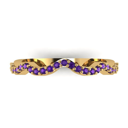 0.23 cttw Natural Amethyst Round Cut Yellow Gold Eternity Wedding Band