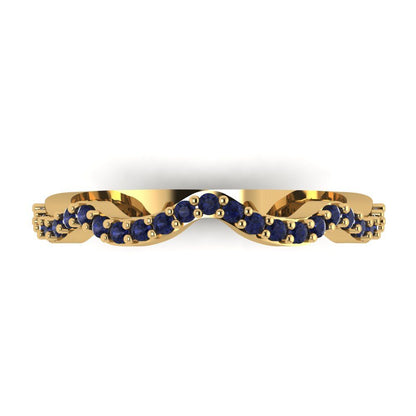 0.23 cttw Simulated Blue Sapphire Round Cut Yellow Gold Eternity Wedding Band
