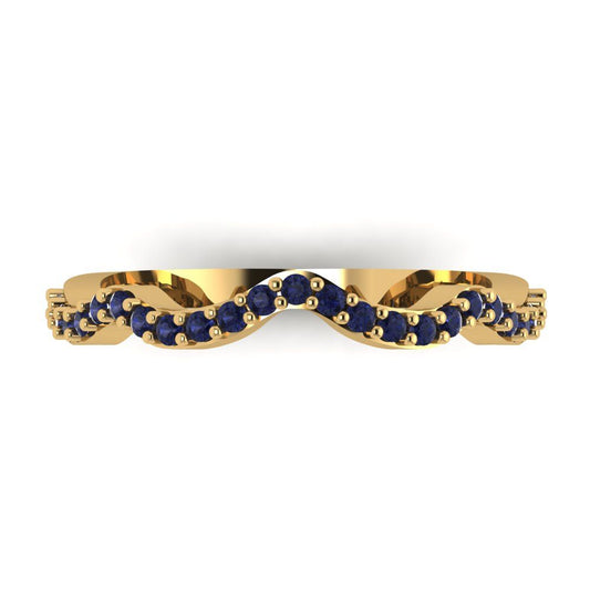 0.23 cttw Simulated Blue Sapphire Round Cut Yellow Gold Eternity Wedding Band