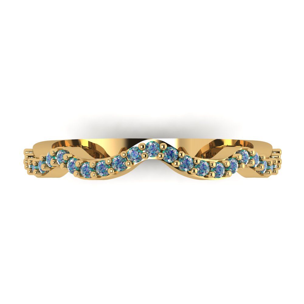 0.23 cttw Blue Moissanite Round Cut Yellow Gold Eternity Wedding Band