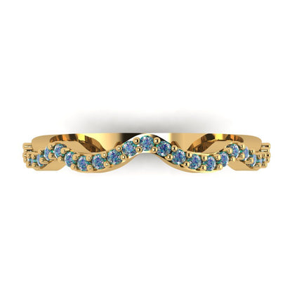0.23 cttw Blue Moissanite Round Cut Yellow Gold Eternity Wedding Band