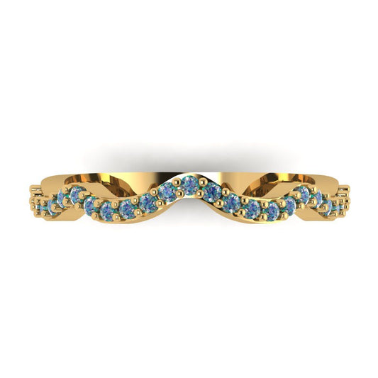 0.23 cttw Blue Moissanite Round Cut Yellow Gold Eternity Wedding Band