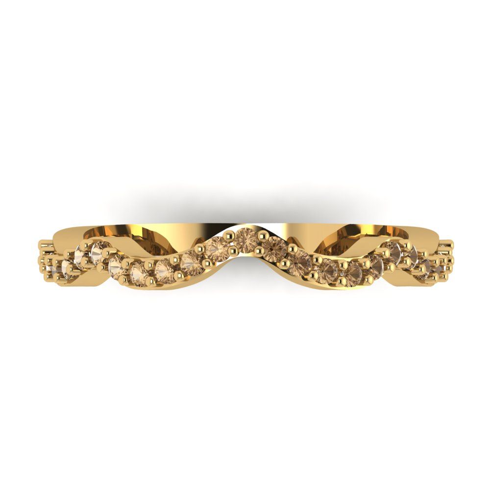 0.23 cttw Simulated Champagne Diamond Round Cut Yellow Gold Eternity Wedding Band