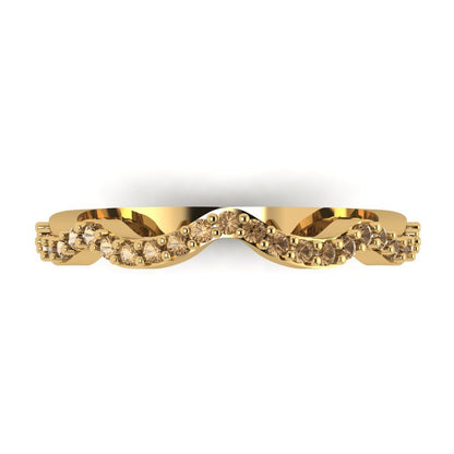 0.23 cttw Simulated Champagne Diamond Round Cut Yellow Gold Eternity Wedding Band