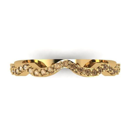 0.23 cttw Simulated Champagne Diamond Round Cut Yellow Gold Eternity Wedding Band