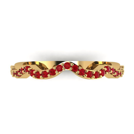 0.23 cttw Simulated Pink Tourmaline Round Cut Yellow Gold Eternity Wedding Band