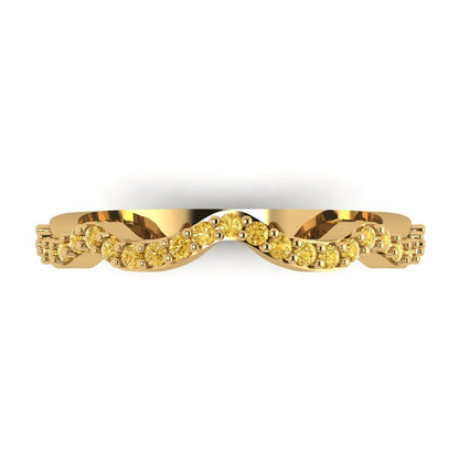 0.23 cttw Natural Citrine Round Cut Yellow Gold Eternity Wedding Band