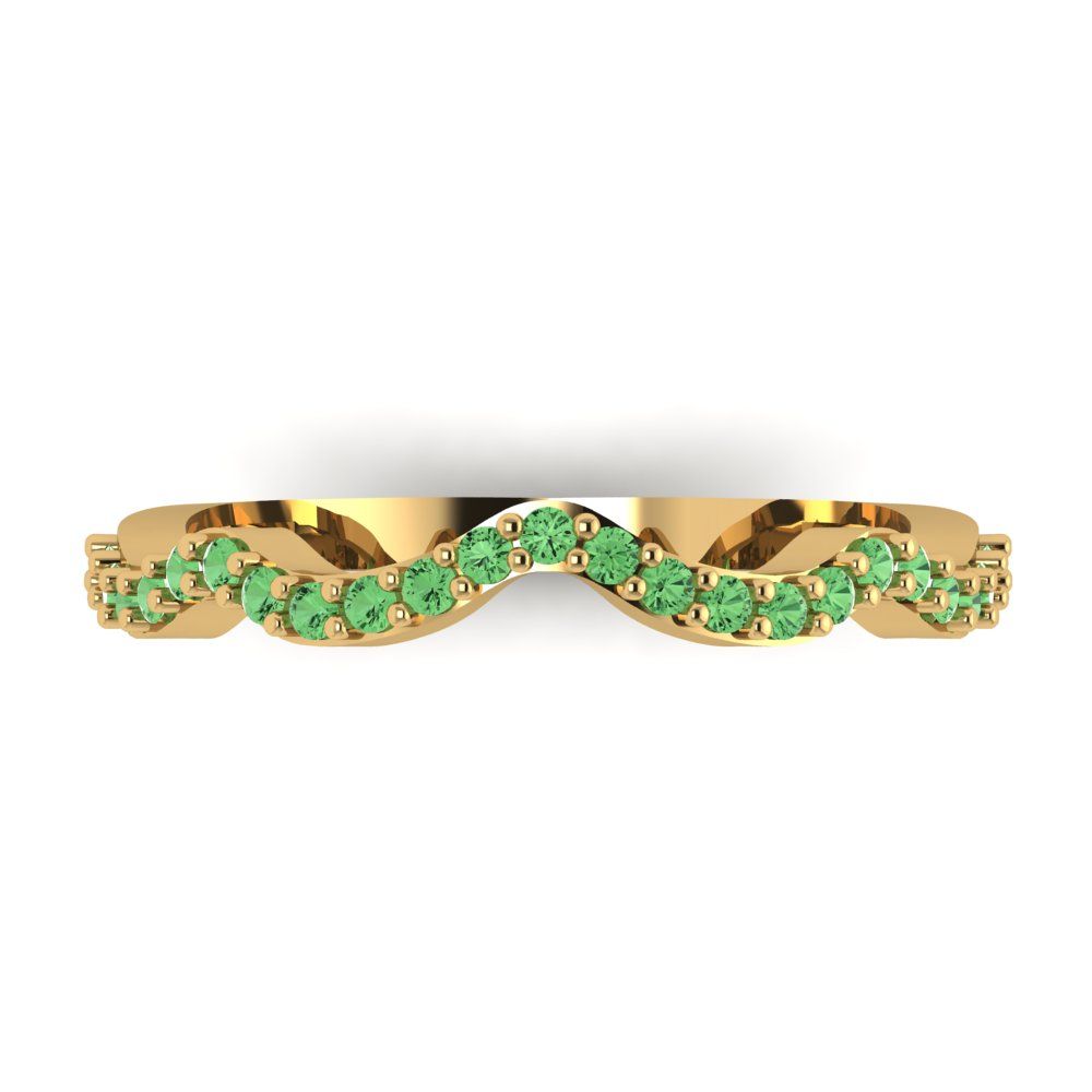 0.23 cttw Simulated Green Diamond Round Cut Yellow Gold Eternity Wedding Band