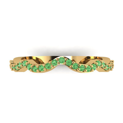 0.23 cttw Simulated Green Diamond Round Cut Yellow Gold Eternity Wedding Band