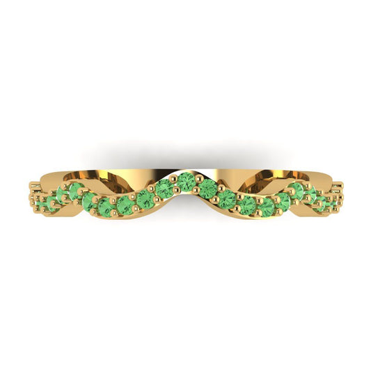 0.23 cttw Simulated Green Diamond Round Cut Yellow Gold Eternity Wedding Band