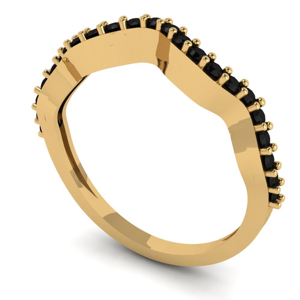0.23 cttw Natural Onyx Round Cut Yellow Gold Eternity Wedding Band