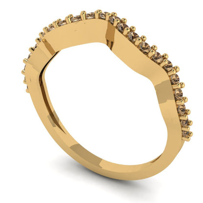 0.23 cttw Simulated Champagne Diamond Round Cut Yellow Gold Eternity Wedding Band
