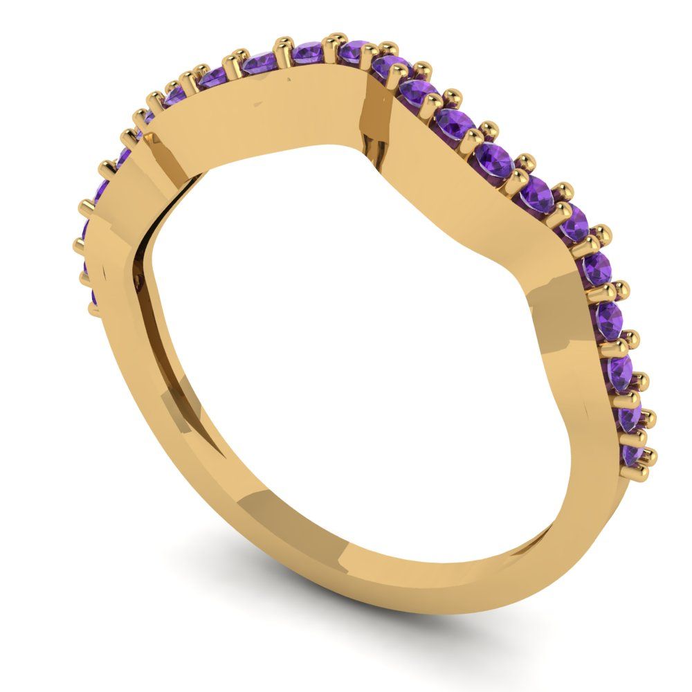 0.23 cttw Natural Amethyst Round Cut Yellow Gold Eternity Wedding Band
